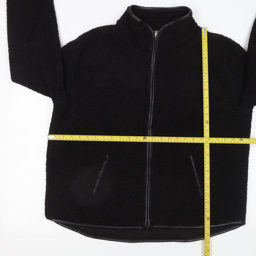Peacocks Women Black L Fleece Full Zip Mid-Length Jacket