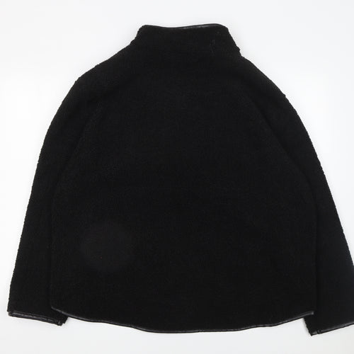Peacocks Women Black L Fleece Full Zip Mid-Length Jacket