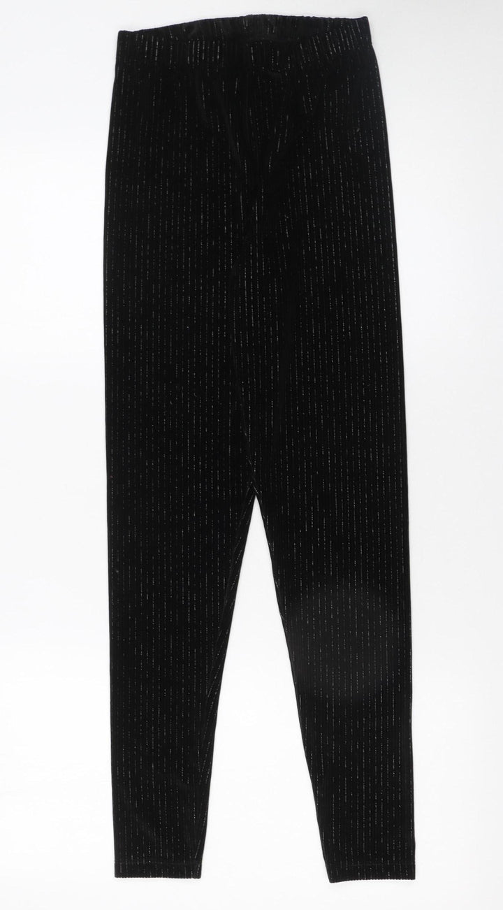 St. Bernard for Dunnes Stores Girls Black Velvet Leggings 26in Waist Elastic Waistband