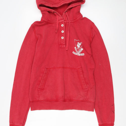 Liverpool FC Women's Red Henley Hoodie Size 12 Cotton Pullover