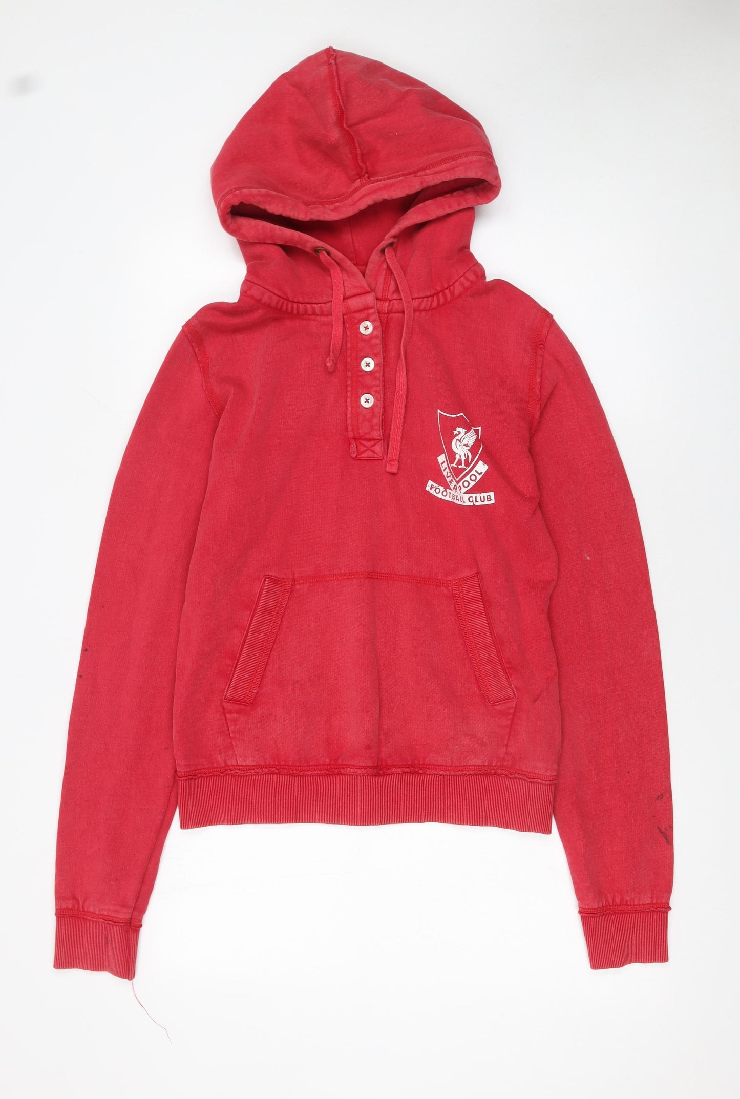 Liverpool FC Women's Red Henley Hoodie Size 12 Cotton Pullover