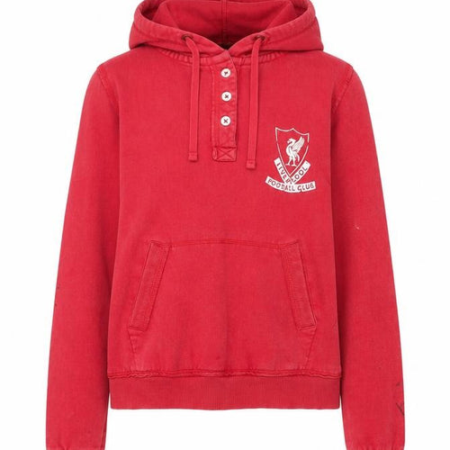 Liverpool FC Women's Red Henley Hoodie Size 12 Cotton Pullover
