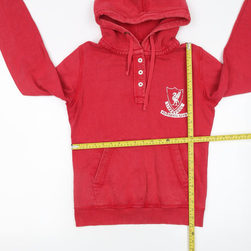 Liverpool FC Women's Red Henley Hoodie Size 12 Cotton Pullover