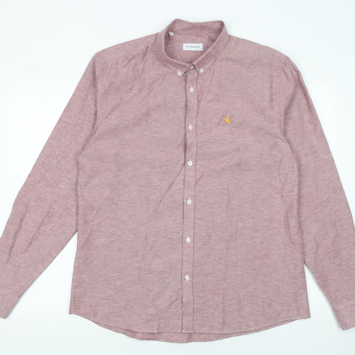 Ottomoda Men's Pink Long Sleeve Button-Up Shirt XL Classic Fit