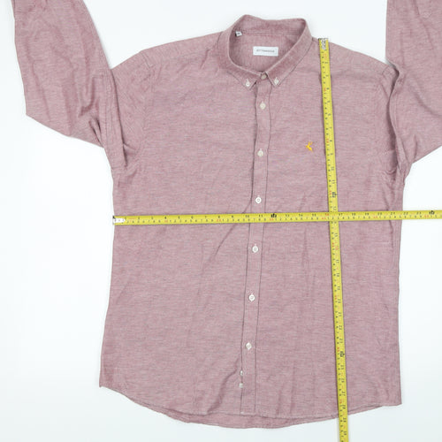 Ottomoda Men's Pink Long Sleeve Button-Up Shirt XL Classic Fit