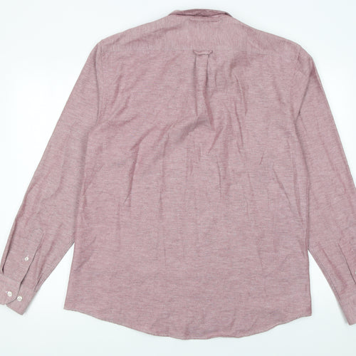 Ottomoda Men's Pink Long Sleeve Button-Up Shirt XL Classic Fit