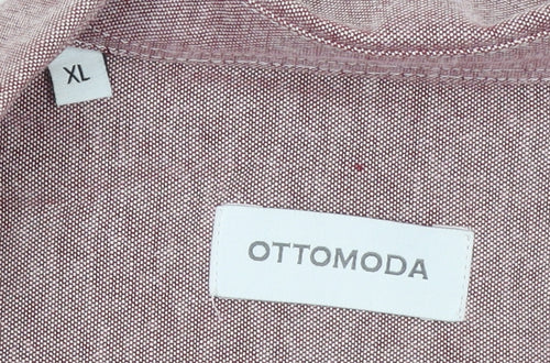 Ottomoda Men's Pink Long Sleeve Button-Up Shirt XL Classic Fit