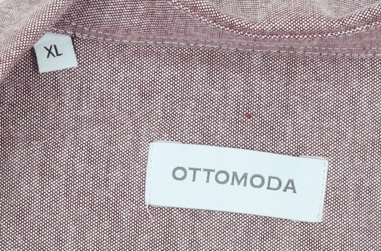 Ottomoda Men's Pink Long Sleeve Button-Up Shirt XL Classic Fit