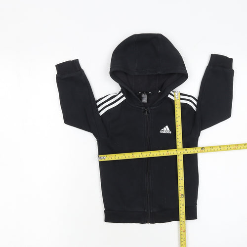 Adidas Boys Black 3-Stripe Hoodie & Joggers Tracksuit Set 3 Years