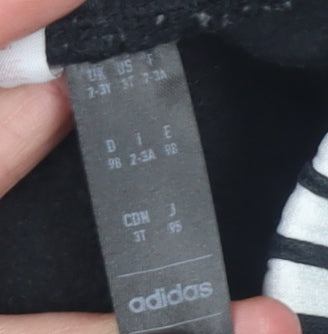 Adidas Boys Black 3-Stripe Hoodie & Joggers Tracksuit Set 3 Years