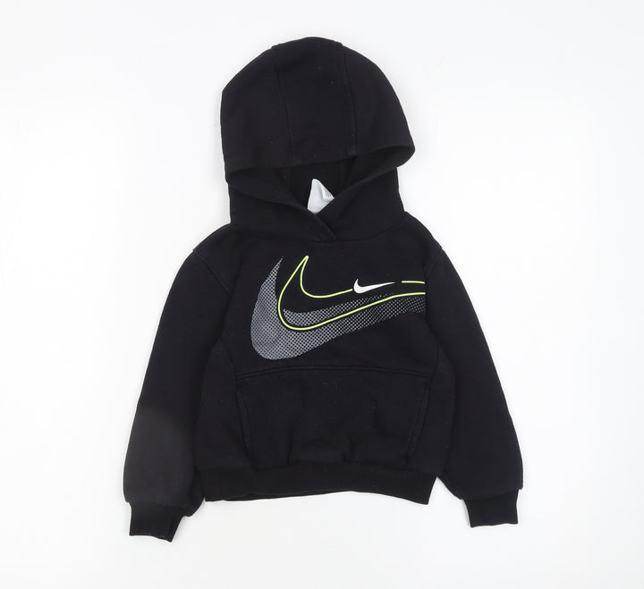 Nike Boys Black Pullover Hoodie 2-3 Years Fleece Graphic Logo Sweatshirt