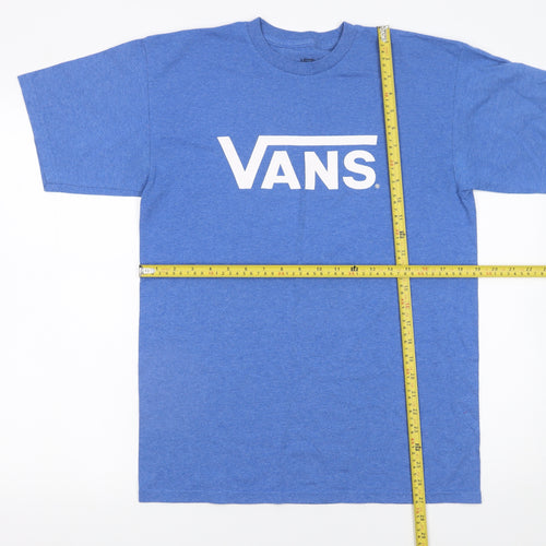 Vans Men Blue Graphic Logo T-Shirt Medium Crew Neck Cotton Blend