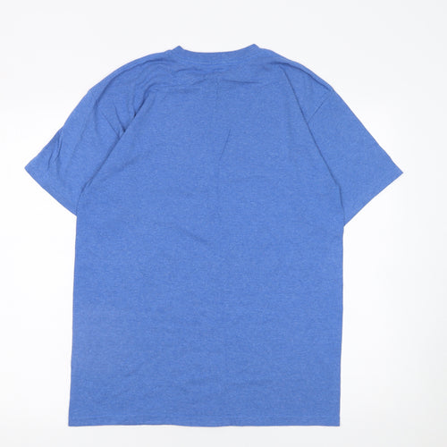 Vans Men Blue Graphic Logo T-Shirt Medium Crew Neck Cotton Blend