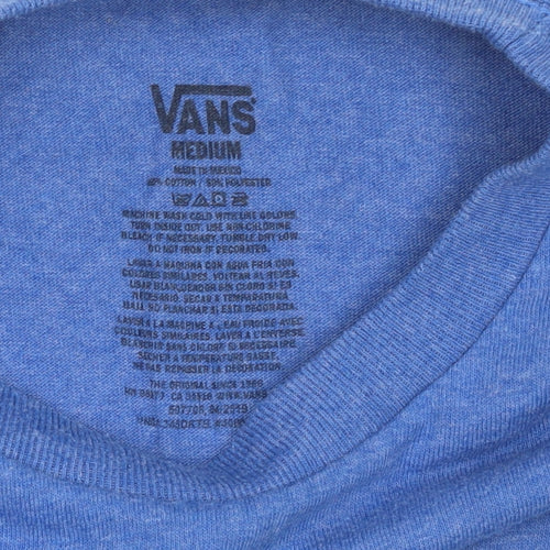 Vans Men Blue Graphic Logo T-Shirt Medium Crew Neck Cotton Blend