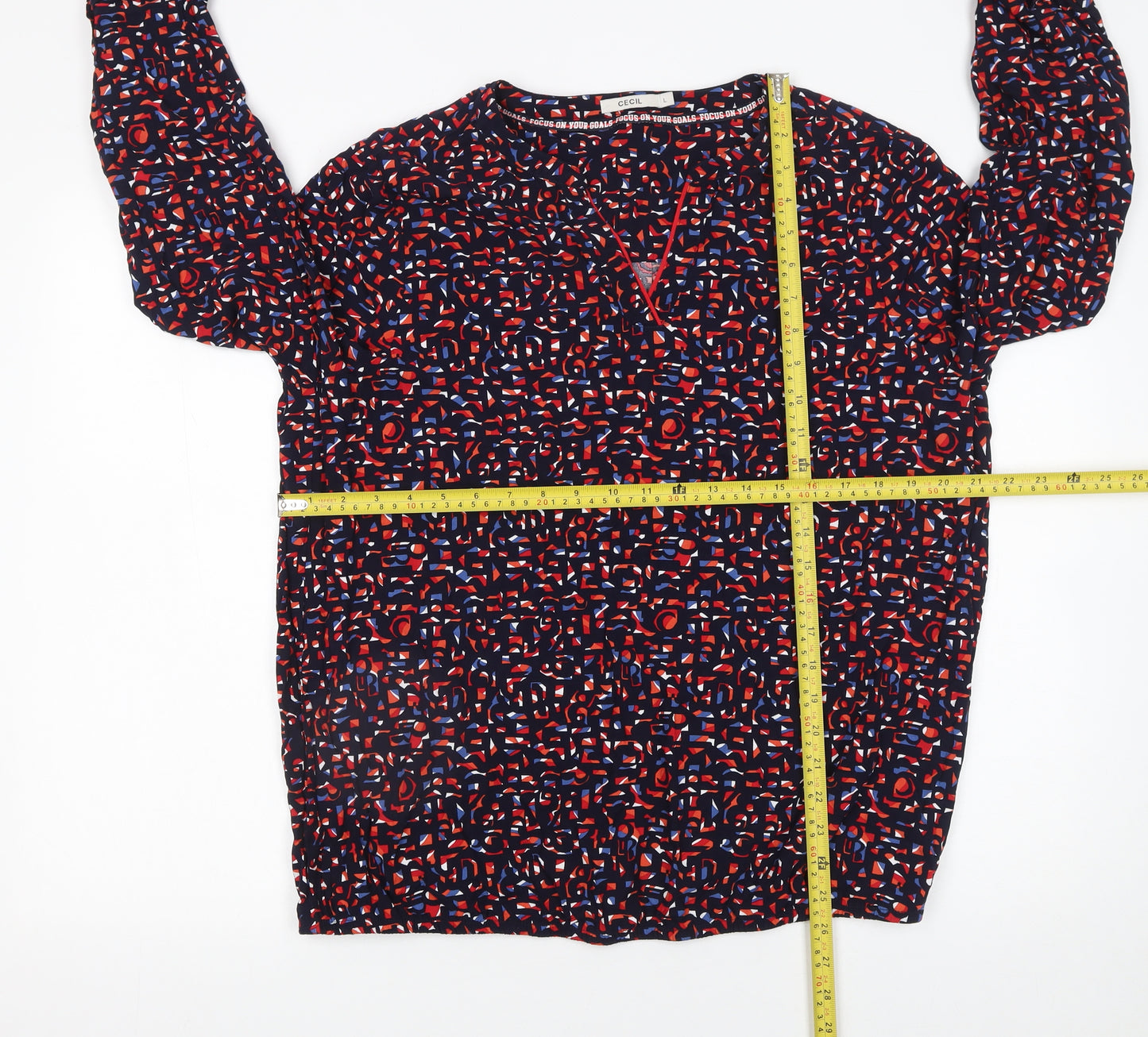 Cecil Womens Multicoloured Geometric Viscose Tunic Blouse L