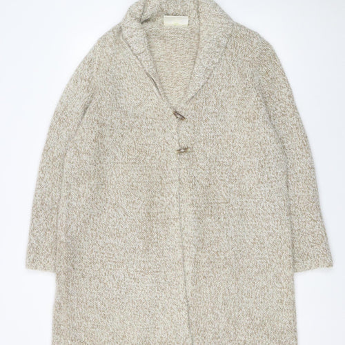 Ann Harvey Women’s Beige Chunky-Knit Cardigan Size 16