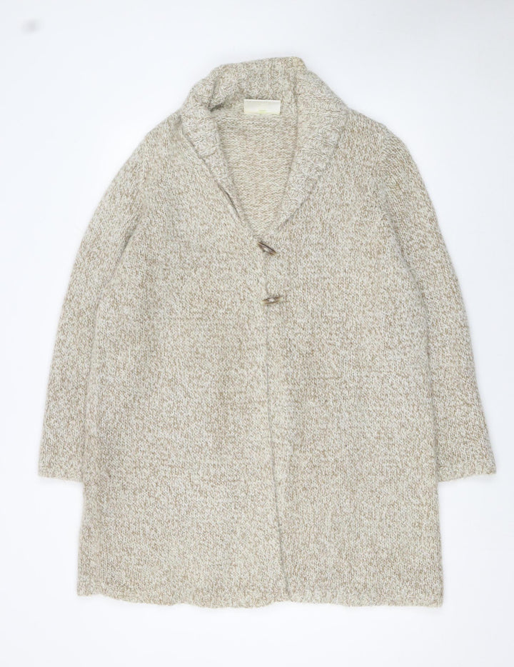Ann Harvey Women’s Beige Chunky-Knit Cardigan Size 16
