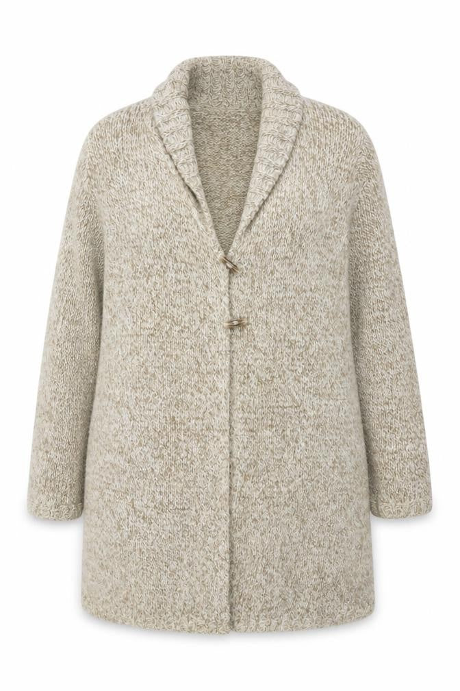 Ann Harvey Women’s Beige Chunky-Knit Cardigan Size 16