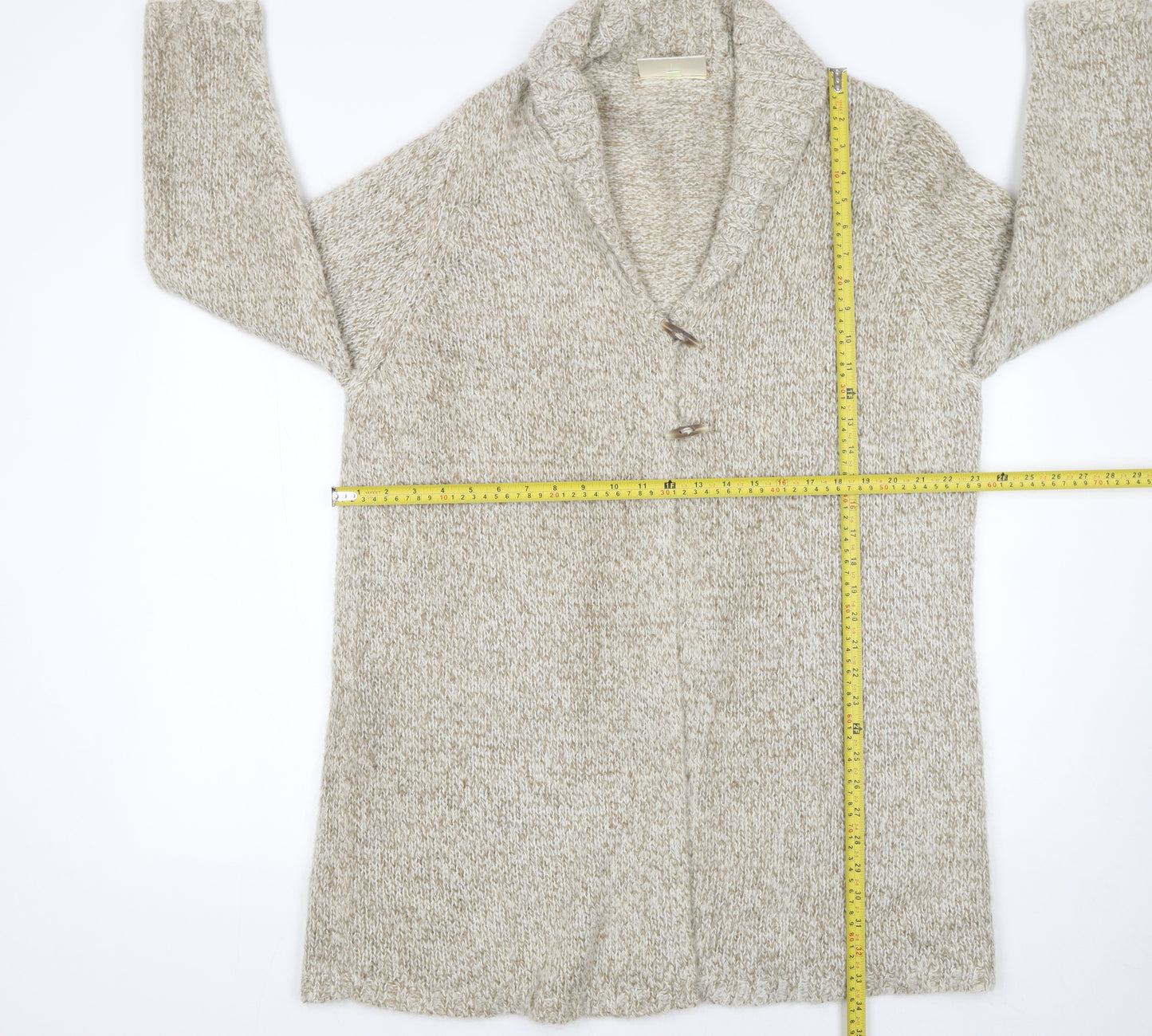 Ann Harvey Women’s Beige Chunky-Knit Cardigan Size 16