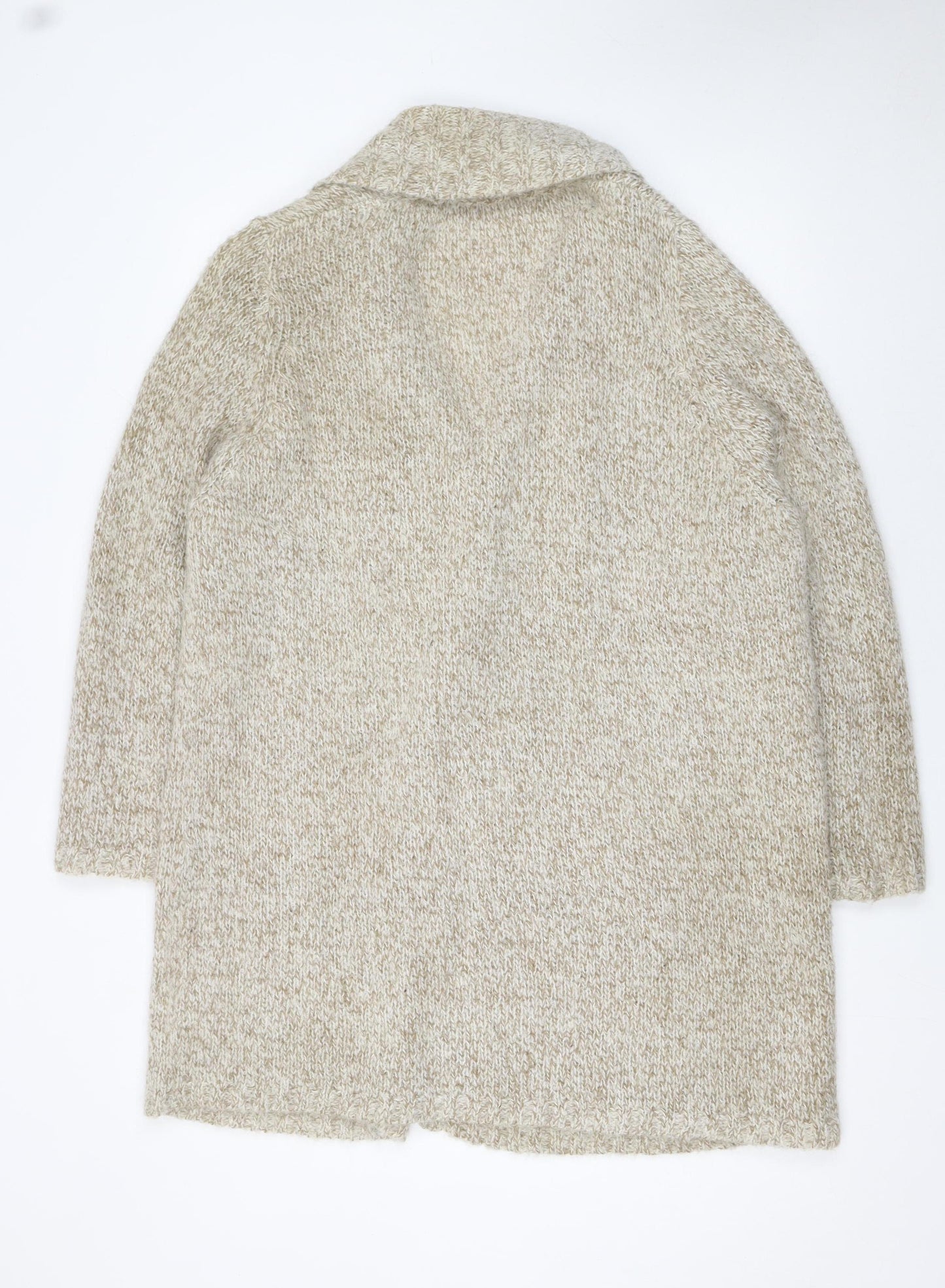 Ann Harvey Women’s Beige Chunky-Knit Cardigan Size 16