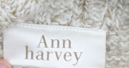 Ann Harvey Women’s Beige Chunky-Knit Cardigan Size 16