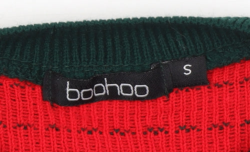 Boohoo Women's Green Merry & Bright Christmas Knit Jumper Size S