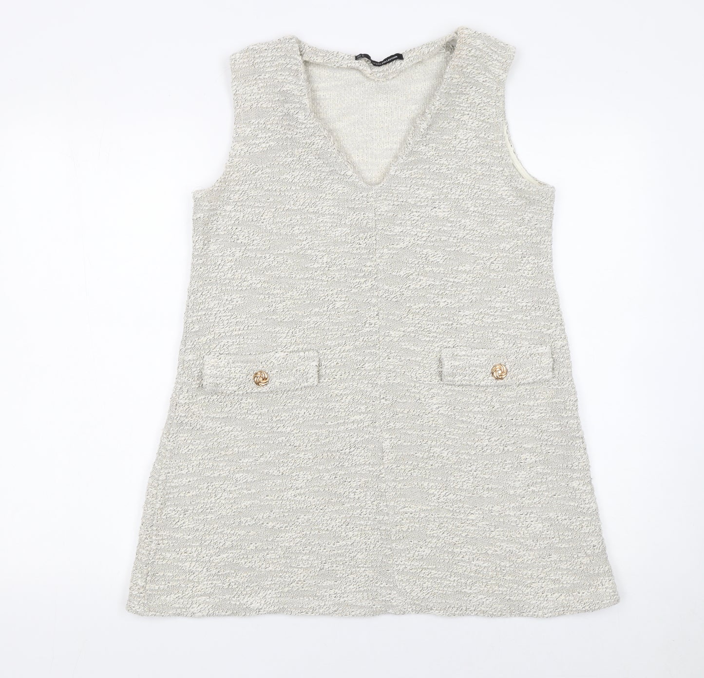 Sfera Women’s Ivory Knit Sleeveless Tunic V-Neck Blouse Size S