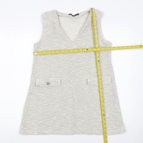 Sfera Women’s Ivory Knit Sleeveless Tunic V-Neck Blouse Size S