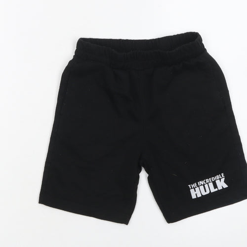 Marvel Boys Black The Incredible Hulk Shorts 5-6 Years Cotton Blend