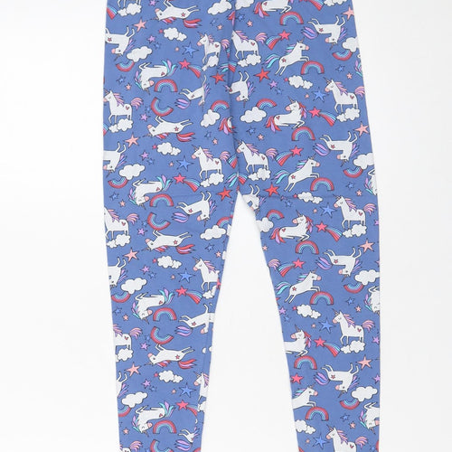 Next Girls Blue Unicorn Rainbow Leggings 11 Years Ankle Length Stretch Cotton