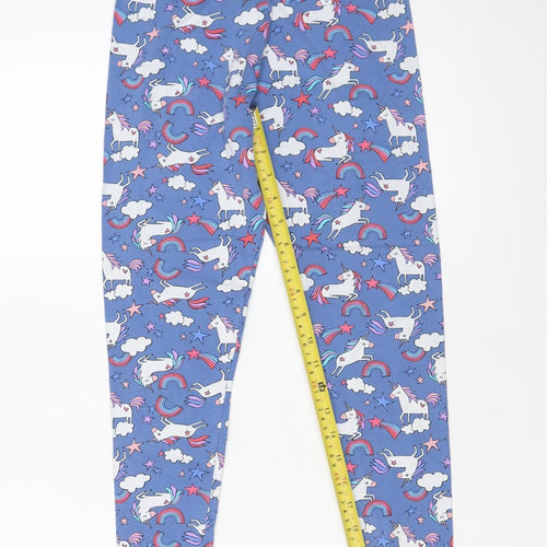 Next Girls Blue Unicorn Rainbow Leggings 11 Years Ankle Length Stretch Cotton