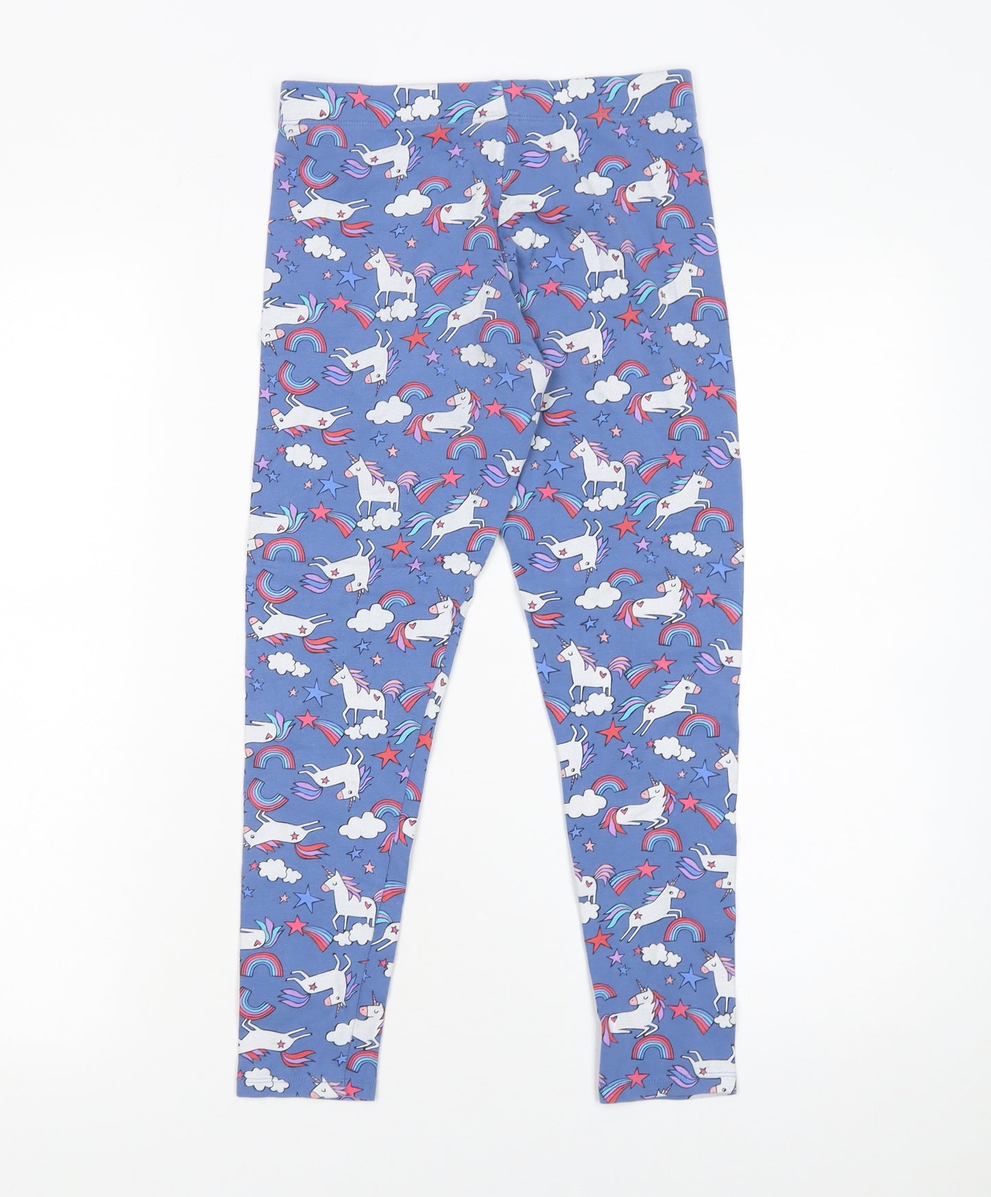 Next Girls Blue Unicorn Rainbow Leggings 11 Years Ankle Length Stretch Cotton