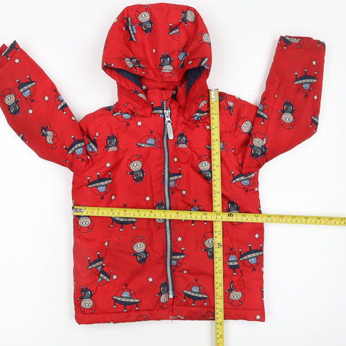 Name It Boys Red Space Print Hooded Puffer Jacket 4 Years