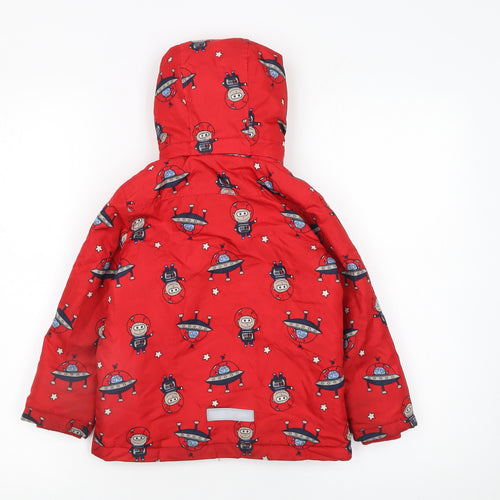 Name It Boys Red Space Print Hooded Puffer Jacket 4 Years