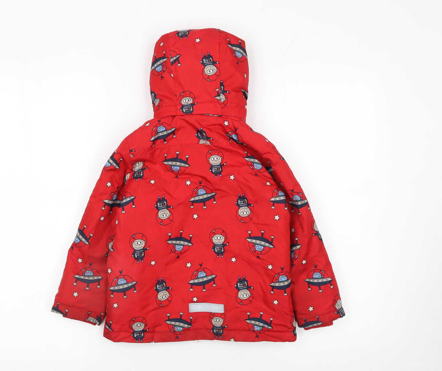 Name It Boys Red Space Print Hooded Puffer Jacket 4 Years