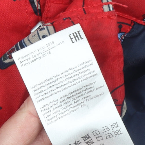 Name It Boys Red Space Print Hooded Puffer Jacket 4 Years