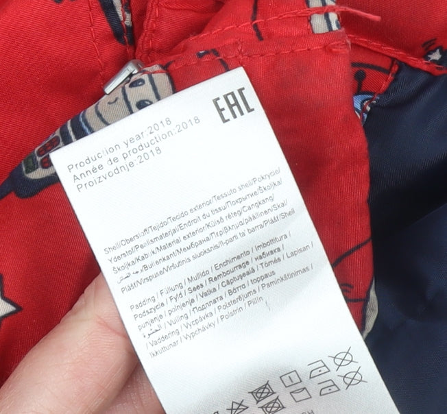 Name It Boys Red Space Print Hooded Puffer Jacket 4 Years