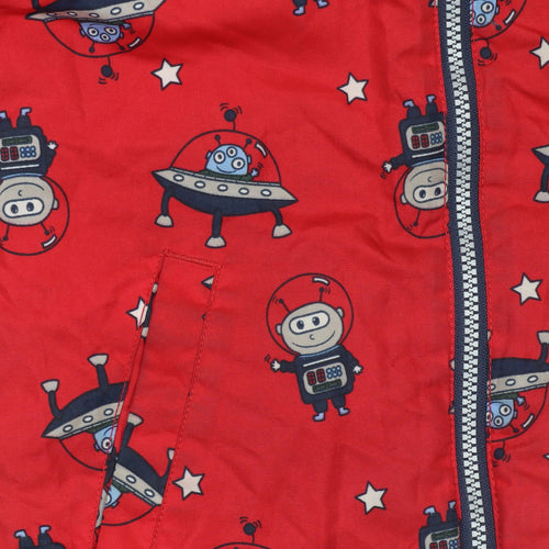 Name It Boys Red Space Print Hooded Puffer Jacket 4 Years