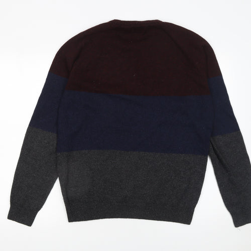 Next Men's Multicoloured L Crew Neck Striped Pullover Jumper