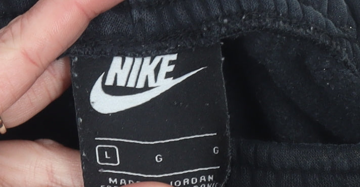 Nike Men's Black Jogger Sweatpants L Regular Fit Tapered Logo