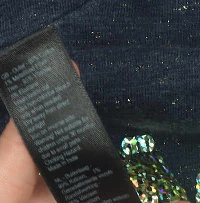 Monsoon Girls Blue Sequin 'Dream Believe Achieve' Hooded Pullover 12-13 Years