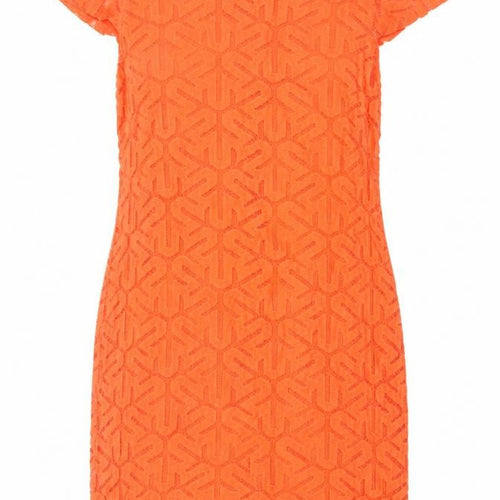 Savida Womens Orange Lace Sheath Dress Size 12 Short Sleeve