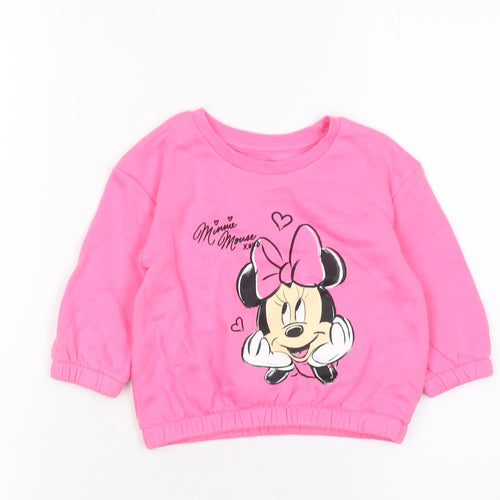 Primark Girls Pink Minnie Mouse Sweatshirt 12-18 Months Pullover Jumper