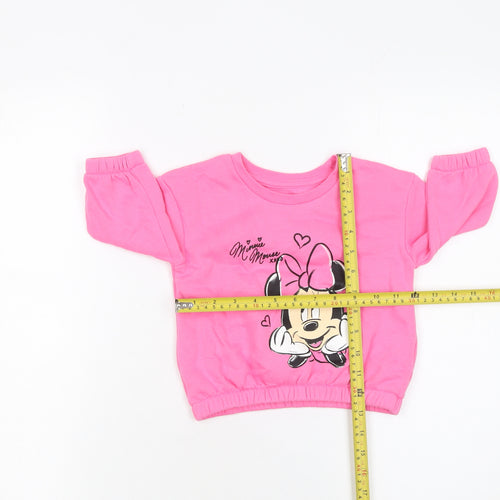 Primark Girls Pink Minnie Mouse Sweatshirt 12-18 Months Pullover Jumper