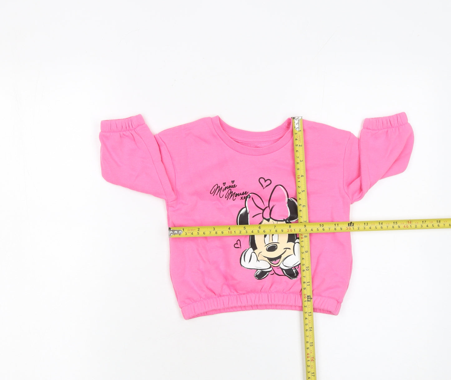 Primark Girls Pink Minnie Mouse Sweatshirt 12-18 Months Pullover Jumper