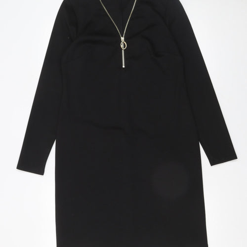 Papaya Women Black Size 8 Shift Zip Knee Length Business Dress