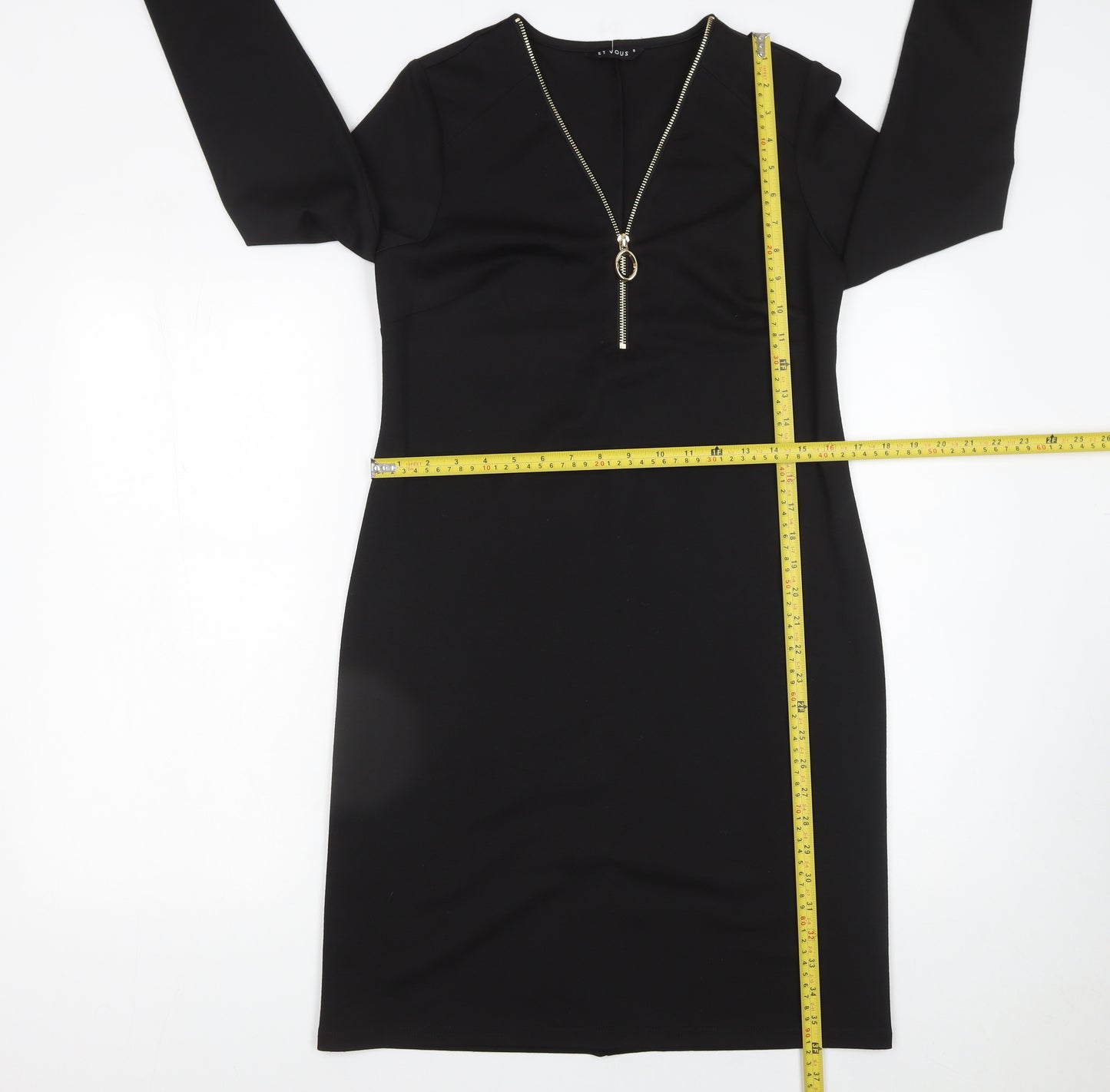 Papaya Women Black Size 8 Shift Zip Knee Length Business Dress
