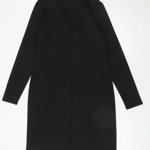 Papaya Women Black Size 8 Shift Zip Knee Length Business Dress