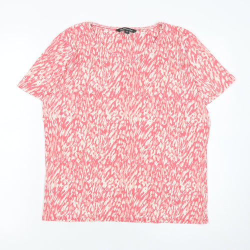 Bonmarché Women's Pink Abstract Print Jersey T-Shirt Size 14