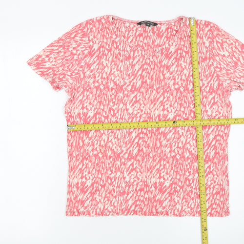 Bonmarché Women's Pink Abstract Print Jersey T-Shirt Size 14
